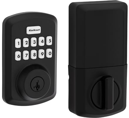 Kwikset Powerbolt 250 10-Button Keypad Matte Black Transitional Electronic Deadbolt Door Lock, Featuring Convenient Keyless Entry, Customizable User Codes and Auto-Locking