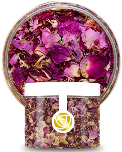 ROSIE ROSE - Essbare Blüten Mix Rubin Rot (10g) - Getrocknete Blütenblätter & Kornblumen Essbar als Tortendeko - Essbare Blumen für Torte & Blütenmix - Premium Edible Flowers, Blütentee