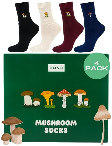 soxo Recolector Setas Calcetines Mujer Divertidos Regalos Para Hombre Originales Regalo 35-40 Mushroom Mujer 4 Pares