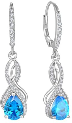 YL Unendlichkeit Ohrringe 925 Sterling Silber Knoten Ohrringe 12 Geburtsstein Zirkonia Schmuck Geschenke für Damen Mutter Freundin