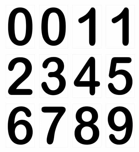 Zahlen Aufkleber Klebezahlen zum Aufkleben auf Türen, Briefkästen Klebezahlen Wetterfest Aufkleber Zahlen für die Nummerierung (weißer Hintergrund, schwarze Zahlen, 90 x 130 mm)