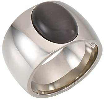 Mesnt Ringe Frauen Edelstahl, Edelstahl 15MM breiter Ring mit ovalem Stein für Damen
