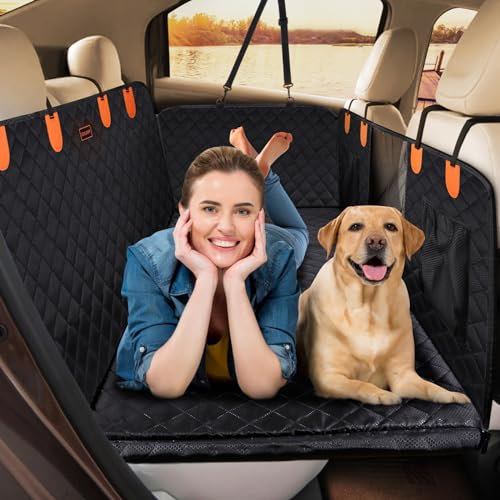 JOEJOY Back Seat Extender for Dogs - Dog Car Seat Cover for Dogs Waterproof & Foldable, Non-Slip Back Seat Cover with Hard Bottom for Cars, Trucks and SUVs, Suit for Travel Camping