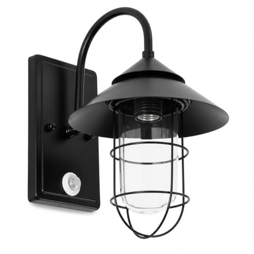 WYQSX Außenlampe mit Bewegungsmelder, E27, IP54, Schwarz
