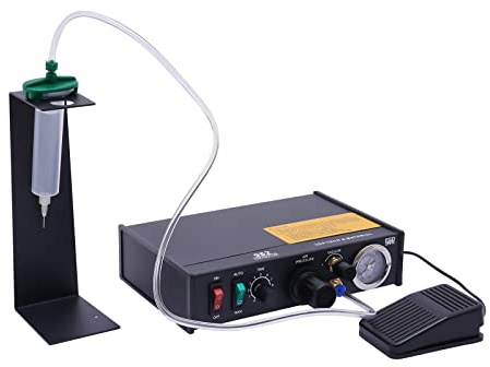 BAOCHADA Auto Glue Dispenser Solder Paste Machine, 982 Automatic Glue Dispenser Halbautomatische Manuelle, Solder Paste Liquid Dropper Controller mit 2 30CC Flüssigkeitsbehälter&6 Spendernadeln