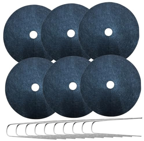 Mipcase 1set Non-woven Garden Ground Cover Shaped Stakes Landscape Fabric for Tree Mulch and Outdoor Practical Control