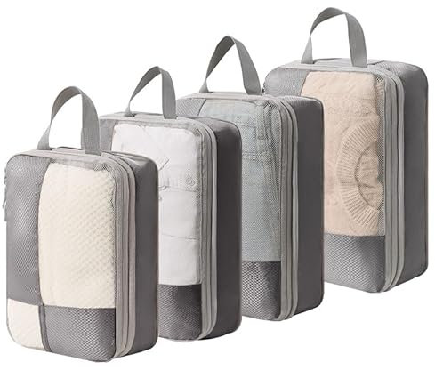 PENGMAI 4 Set Compression Packing Cubes for Travel,Travel Accessories for Suitcase Organizer Bags Set,Lightweight Packing Organizers Vacation Travel Essentials,Luggage Organizer Travel Bags
