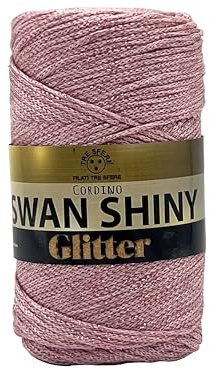 filati italiani cordini laminati Swan Glitter 500g - 450 metri per borse handmade e molto altro ancora (rosa/lux, SHINY GLITTER)
