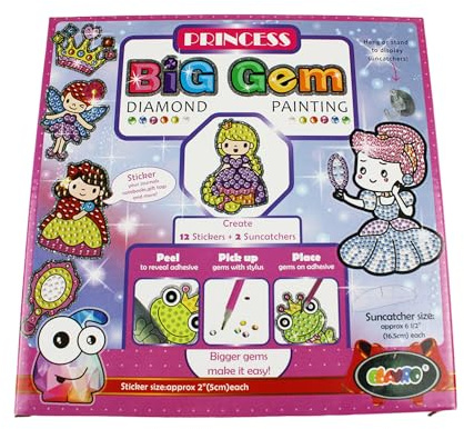Pracht Creatives Hobby Diamond Painting Box Princess, für 12 Sticker und 2 Fensterbilder mit Prinzessinnen Motiven, Bastelset zum Malen mit Glitzersteinen, für Kinder ab 8 Jahren