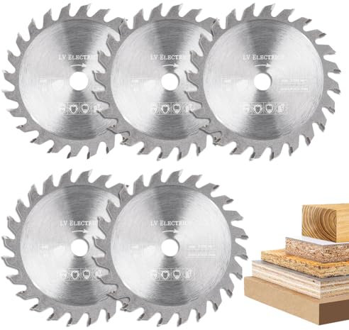 BALUGAEA Lot de 5 lames de scie circulaire pour bois - 85 x 10 mm, 24 dents - Largeur de coupe 1,7 mm - Lame de scie pour le traitement du bois dur, du bois tendre, MDF et du plastique