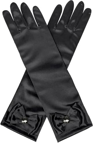 LUYANFX Prinzessin Handschuhe Mädchen Prinzessin Kostüme Zubehör, Prinzessin Dress up Accessoires Handschuhes Weiß, Kostüm Handschuhe für Geburtstag, Karneval und Fasching (Schwarz)