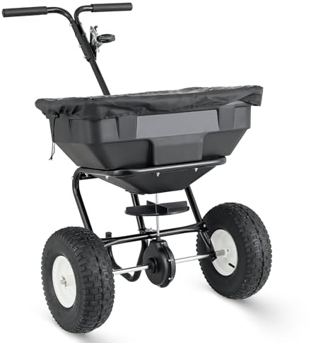 Magshion 125 lb Walk-Behind Broadcast Spreader, Multi-Functional Lawn & Garden Spreader for Fertilizer, Grass Seed, Salt & Ice Melt, Adjustable Even-Spreading for Farm & Tough Terrain