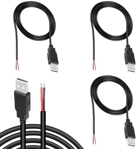 KARELLS 3 PCS Queue de cochon câble 22AWG 5V 3A usb, rallonge de câble d'alimentation 12V 3A