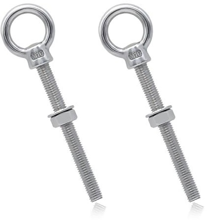 Augenschraube, Ösenschraube Ringschrauben lang M10 x 120mm, Schraubösen Augbolzen Schraubösen Edelstahl für Befestigens und Aufhängung (2 Stück)