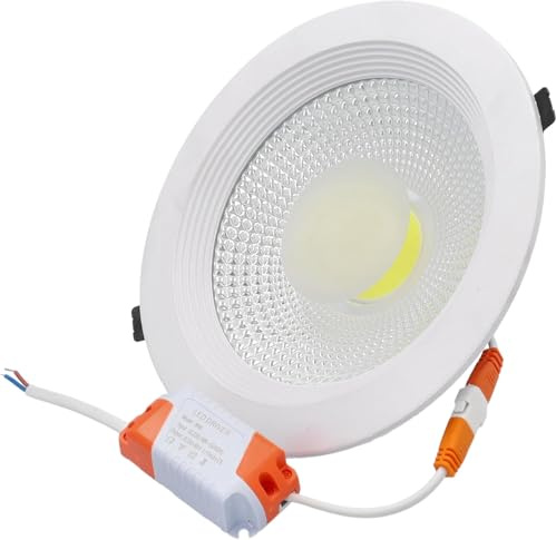 JANDEI – Faretto LED COB da Incasso da 20W, 1800 Lumen, Cornice Rotonda Bianca 185x55mm (Foro da 160mm). IP44 Ideale Cucina, Bagno - Luce neutra 4200K