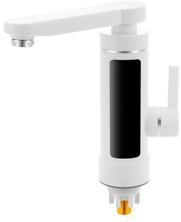 Grifo con calentador de agua instantáneo, 3000 W IPX4 Grifo calentador eléctrico con indicador de temperatura LED legible, giratorio 360° Grifo calentador instantáneo para cocina, baño (blanco)