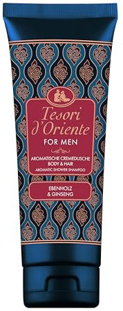 Tesori d'Oriente Crème de douche pour le corps et les cheveux « Ébène et ginseng » - Pour homme - Crème de douche aromatique pour le corps et les cheveux - Rituel pour le corps et les sens - 250 ml