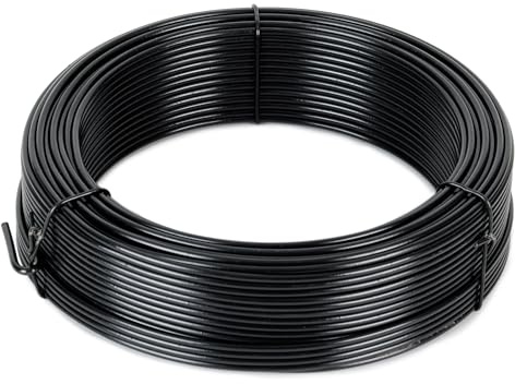 Flandria Spanndraht, 2,4 mm x 50 m, PVC-beschichtet, Schwarz, zur Befestigung, Reparatur von Zaun, Maschendraht