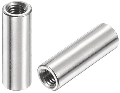 sourcing map Lot de 6 écrous de connexion ronds M6, écrous d'accouplement en acier inoxydable 304, 30 mm de long, écrous à tige pour support, M6 x 30 x 10 mm
