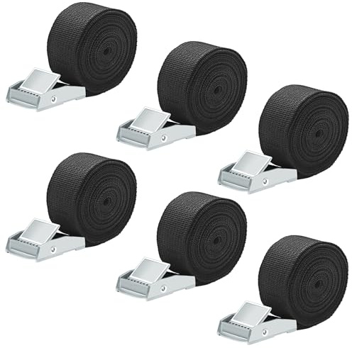 LAIVIYA Correa de Amarre de Ajustables, 6 Piezas Cinchas de Amarre, 25mm X 2m, Cinchas de Amarre Pequeñas, Cinturón Tensor de Carraca con Hebilla para Bicicleta, Coche, Moto, Portabicicletas, Equipaje