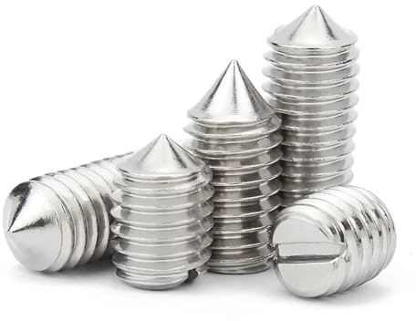 TULDYS 10 Stück M1.2 M1.4 M1.6 M2 M2.5 M3 M4 M5 M6 GB71 304 Edelstahl Schlitzkopf Konisches Ende Madenschraube ohne Kopf DIN553(1.4mm,10pcs M1.2)