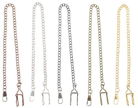 ADOCARN 5pièces Lot de Chaînes de Montre de Poche pour Homme Maillons Métalliques de Rechange avec Fermoir Chaîne de Style Vintage pour Jeans et Costumes