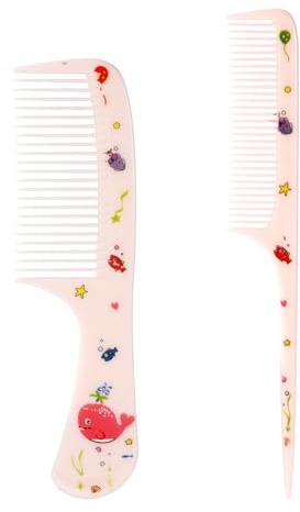 2pcs Ensemble de Peignes Mignons pour Filles, Peigne Fin & Peigne Queue, Mini Brosse en Plastique pour Enfants Femmes Tous Types de Cheveux (Baleine)