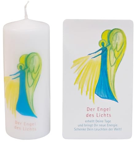 Kleines Kerzen Geschenk für Frauen - Engel des Lichts - 12 cm, spirituelle Engelkerze mit Karte und Spruch von Andrea Zrenner für alle Anlässe