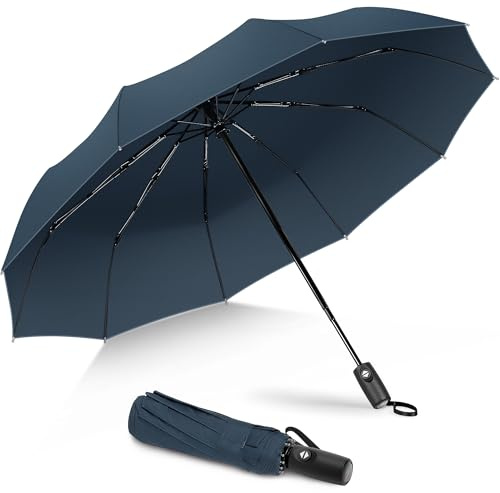ZOMAKE Regenschirm sturmfest – 114 cm großer Taschenschirm | Kleiner Regenschirm, leicht & kompakt, windfest & stabil, Auf-Zu-Automatik, Fiberglasgestell, Damen & Herren, Alltag, Reise