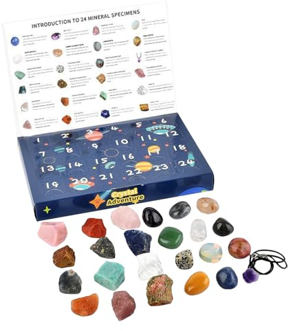 Calendario De Adviento De Navideño Calendario De Cuenta Atrás 24 Días Con | Detalles Festivos Para Entusiastas De La Geología Adolescentes Y Familias