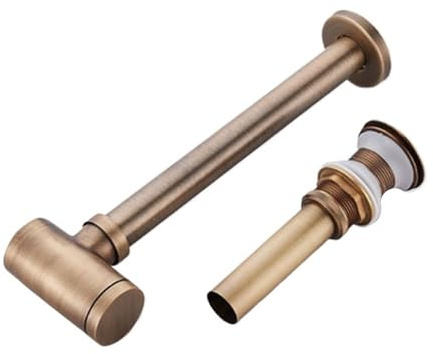 Sifón redondo de latón for baño, kit sifón ajustable for lavabo con desagüe emergente Para Lavabo De Baño y Lavabo(No Overflow Drain)
