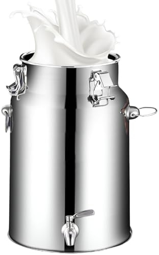 Stainless Steel Milk Can with Spigot - 5L Dairy Pot, Leakproof Liquid Container for Milk, Wine, Water, Versatile Transport Jug, Ideal for Home & Farm Use