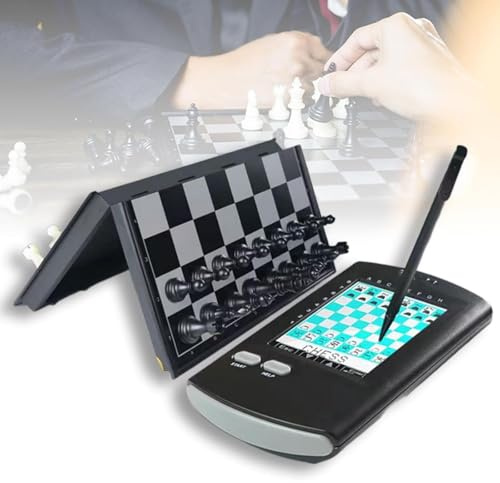 Elektronisches Schachset, Intelligentes mehrstufiges Schachspiel mit Teilen, 220 klassische Spiele, Faltbare Aufbewahrung für Einzelspieler-Matches
