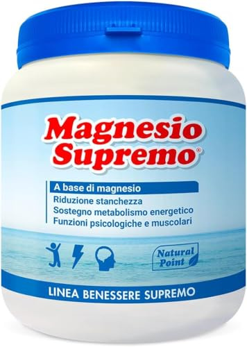 Magnesio supremo in polvere - riduce stress e stanchezza dovute dall'affaticameno, senza lattosio, adatto ai vegani, utile per lo sport e per la regolarità digestiva