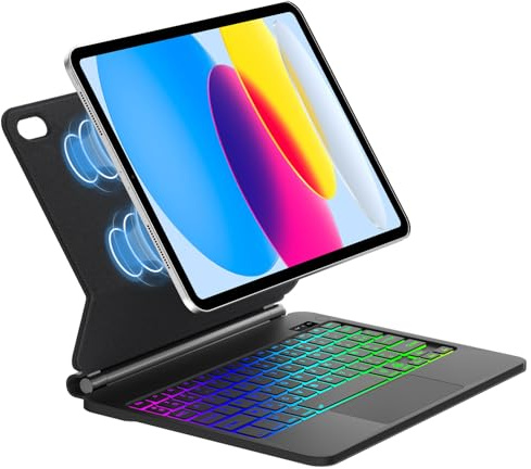 SENGBIRCH Magic Teclado para iPad 11e A16 2025/10e 10.9 2022 - AZERTY francés Bluetooth teclado con teclado táctil, diseño magnético flotante Magic Keyboard, funda para iPad 11/10ª generación, negro