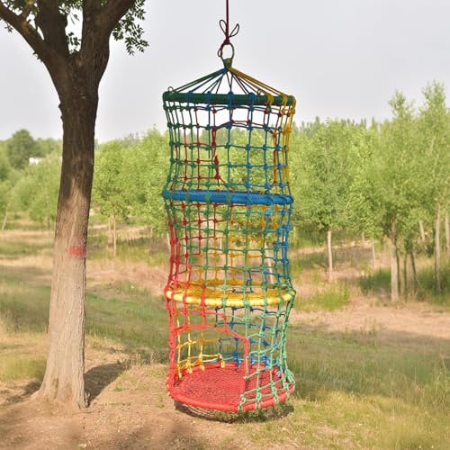 Échelle de Corde pour Enfants avec Balançoire en Forme de Soucoupe, Escalade et Jeu, Filet d’Escalade pour Intérieur et Extérieur, Développement de l’Équilibre et de la Coordination(3tier)