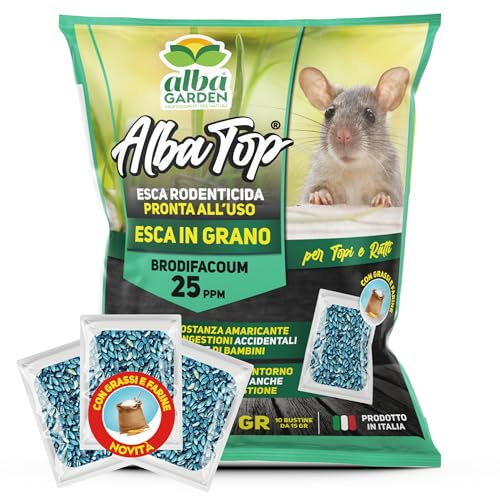 Albagarden - Veleno per Topi Potente - Esca Topicida in Grani Blu per Trappola per Topi E Ultrasuoni - per Ratti di Ogni Dimensione