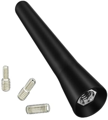 Autoantenne Kurz 6.5cm Universal KFZ Kurzantenne für FM AM DAB Radioempfang Dachantenne Stabantenne Ersatzantenne mit M4 M5 M6 Schrauben Adapter Set für PKW LKW SUV Auto Zubehör Schwarz Matt Design