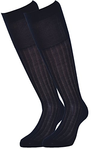 Fontana Calze, 6 par långa herrstrumpor av 100 % bomull Skottlandsgarn och ribbade strumpor., Blå, 39-41.5