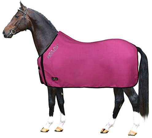 Horses, Fleece Pferdedecke, Basismodell, weich und bequem, ideal für Transport und Feierabend, Größe XS-120cm bis XXL-162cm, erhältlich (Rosa-155 cm)