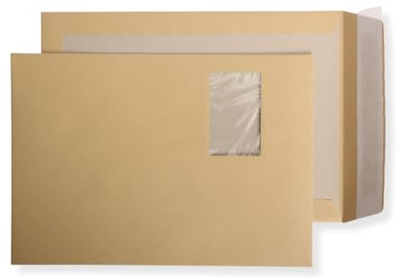 200 St. C4 Papprückwand Versandtaschen mit Fenster braun 120 gr. Kuvert Haftklebend Briefumschläge HK Briefhüllen