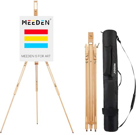 MEEDEN Stativ Feld Malstaffelei mit Tragetasche - Massives Buchenholz Universal Stativ Tragbare Malstaffelei,Perfekt für Maler Studenten,Landschaftsmaler, Halten Leinwand bis 86.4cm