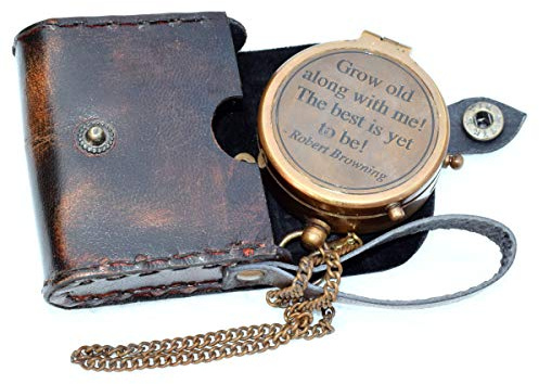 Bussola magnetica direzionale in stile nautico vintage con citazione scritta famosa incisa, regalo per battesimo, con custodia in pelle o custodia in legno per i propri cari, figlio, padre, amore,