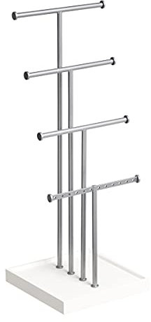 Amazon Basics Schmuckständer, Baum-Design, 4 Ebenen, Blatt, Weiß/Nickel