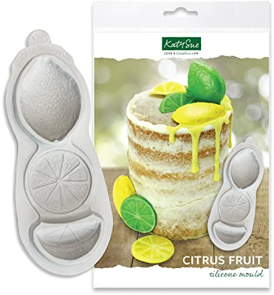 Katy Sue CE0118 Citrus Fruit Slices Silicone Mould for Cake Decorating, Crafts, Cupcakes, Sugarcraft, Candies, Card Making and Clay, Food Safe Approved, Made in The UK, Grey