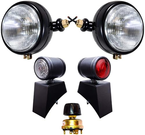 Schwarze Stirnlampe und Butler-Lampe mit Halterungen und Lichtschalter, geeignet für Massey Ferguson Traktor 135, 150, 202, 204, 20C, 2135, 2200, 230, 245, 2500 etc.