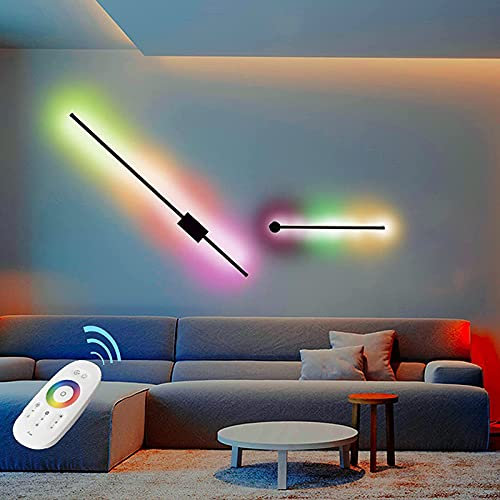 RGB Dimmbar Wandleuchten LED Innen Wandlampen mit Fernbedienung Stimmungs Beleuchtung Modern Wandbeleuchtung Wohnzimmer Bunt Farbwechsel Lichtsaeule Stimmungslicht für Schlafzimmer Korridor,120cm 24w