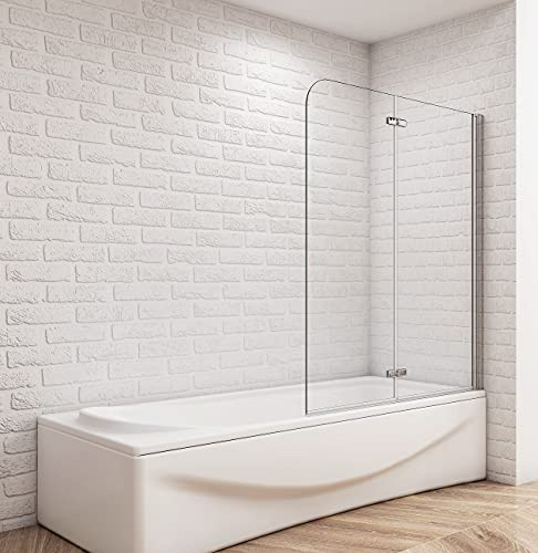 Aica Sanitär Badewannenaufsatz 100cm Badewanne Duschabtrennung Duschwand Dusche 2-tlg Höhe 140cm
