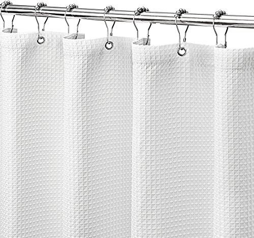 MISS SELECTEX Cortina de Ducha para baño, Impermeable, 230 g/m², Tela Resistente y Duradera, Lavable a máquina (72 Pulgadas de Ancho x 72 Pulgadas de Alto, Blanco)