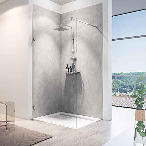 Schulte 1 panneau mural 150 x 255 cm, surface 3.82 m² douce SOFTTOUCH, 3 mm épaisseur, revêtement salle de bain douche, résistant aux rayures, béton, Décodesign, livré avec adhésif double face